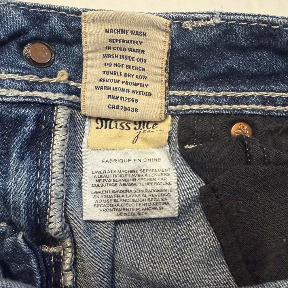 Miss Me Y2K Womens Bootcut Jeans Size 26 Medium Wash Blingy Low Rise Embellished - Picture 12 of 12